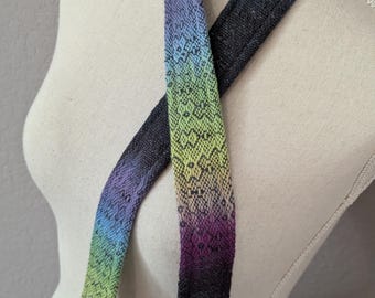 Rainbow Flare Handwoven Messenger Strap 57" Long with Antique Silver Hardware