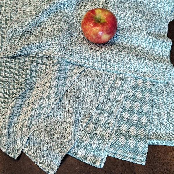 Fresh Teals Handwoven Tea Towel | Handwoven Hand Towel | Mother's Day, Housewarming, or Wedding Gift