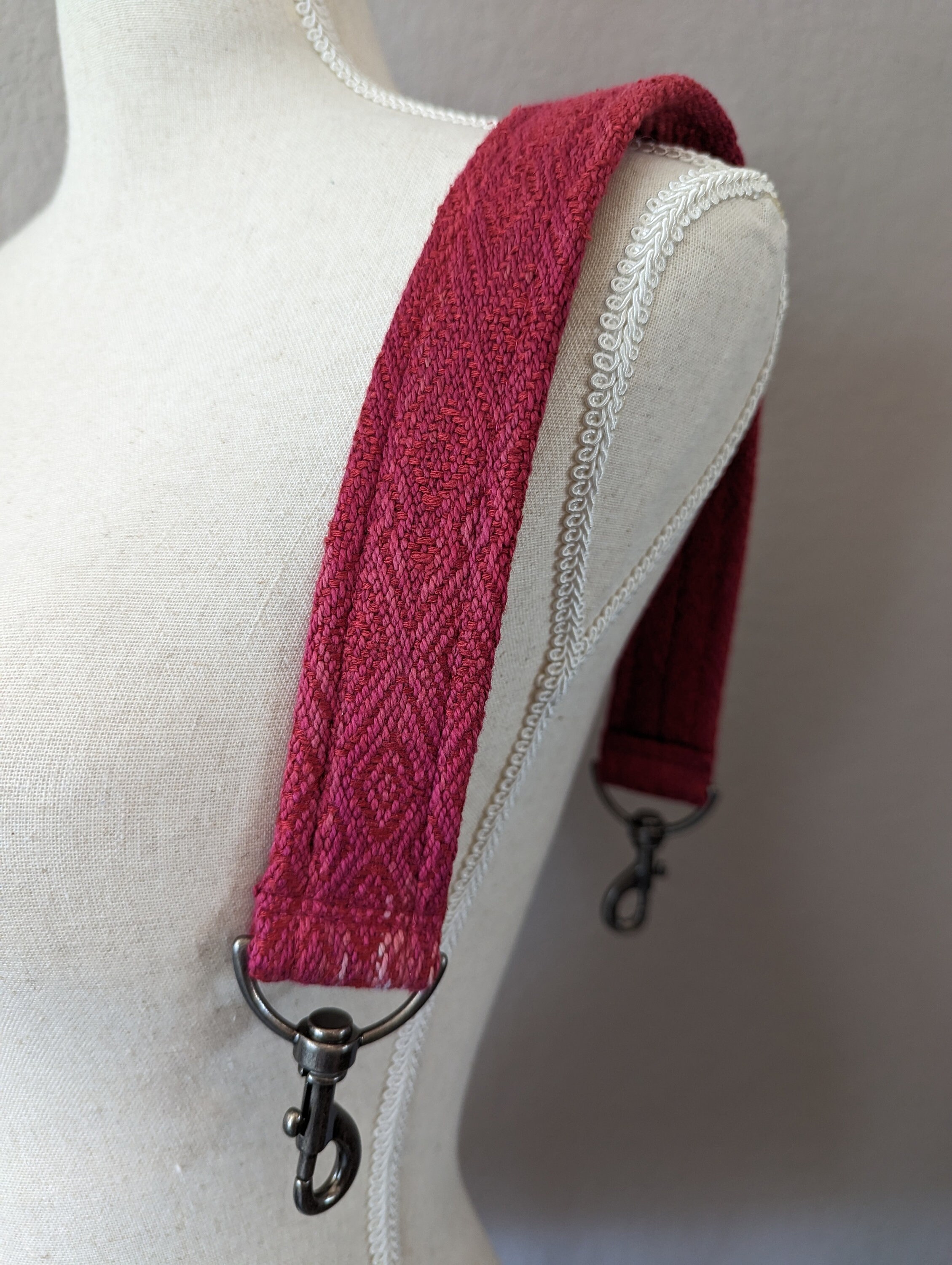 Bold Red Handwoven Silk and Cotton Shoulder Strap 23 Bold Red Handwoven Silk and Cotton Shoulder Strap 23