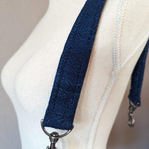 Blauer Diamant Handgewebter Schultergurt 65 cm mit antiksilberner Hardware für einzelne Schulter