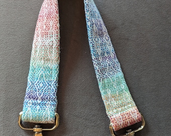 Rainbow Hand Dyed Handwoven Shoulder Strap 22" for Shoulder Wear with Antique Brass Hardware