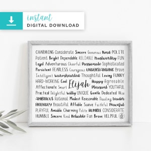 Elijah Printable Download Art | Personalized Unique Elijah Gift | Custom Names gift | Custom Name Gift | Custom Family Gift