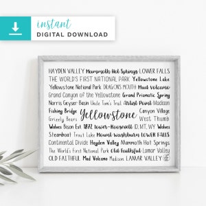 Yellowstone Printable Download Art | Personalized Unique Yellowstone Gift | Custom National Park gift | Custom National Parks gift