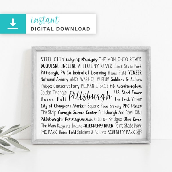 Personalized Pittsburgh PA Printable Download Art | Unique Pittsburgh Gift | Custom Realtor Closing Gift gift | By My Mugs And Kisses