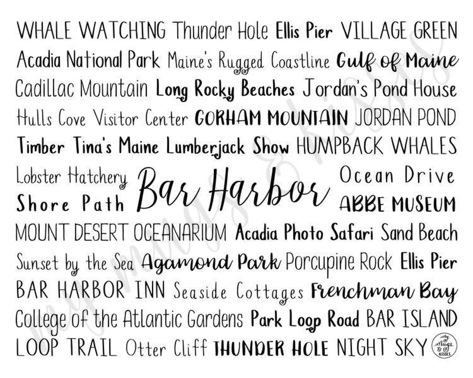 Bar Harbor ME Digital Download Bar Harbor ME Printable Etsy