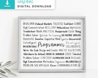 Programmer Digital Download | Programmer | Printable Art Print | Instant Download | Custom Print | Custom Gift | Programmer Gift | Coder