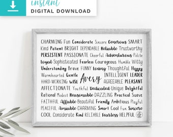 Avery Printable Download Art | Personalized Unique Avery Gift | Custom Names gift | Custom Name Gift | Custom Family Gift