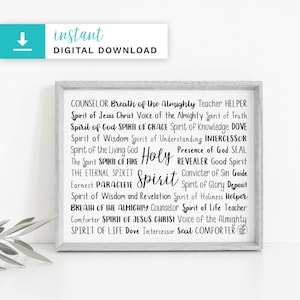 Names of the Holy Spirit Digital Download | Digital Download Print | Printable Art Print | Instant Download | Home Decor | Custom Print