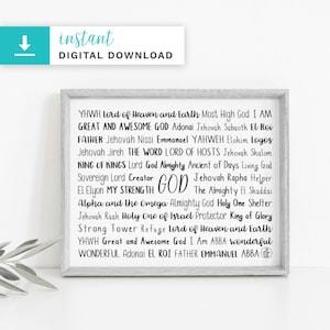 Namen van God Digital Download | Digitale downloadafdruk | Afdrukbare kunstafdruk | Direct downloaden | Home Decor | Aangepaste afdruk | Aangepast cadeau