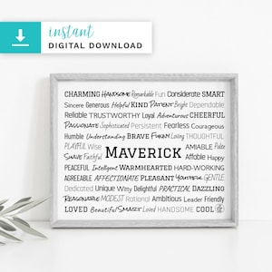 Maverick Printable Download Art | Personalized Unique Maverick Gift | Custom Names Gift | Custom Name Gift | Custom Family Gift