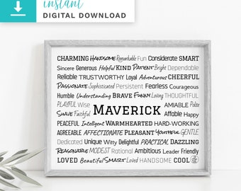 Maverick Printable Download Art | Personalized Unique Maverick Gift | Custom Names Gift | Custom Name Gift | Custom Family Gift