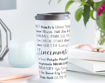 Personalized Cincinnati OH Travel Coffee Mug | Unique Cincinnati Gift | Custom Realtor Closing Gift gift | Custom Gift For Her gift