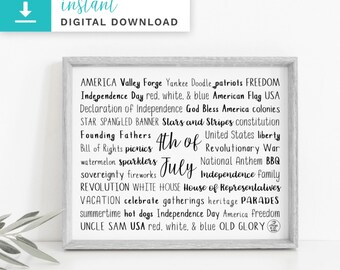 4th of July Digital Download | Digital Download Print | Printable Art Print | Instant Download | Home Decor | Custom Print | Custom Gift