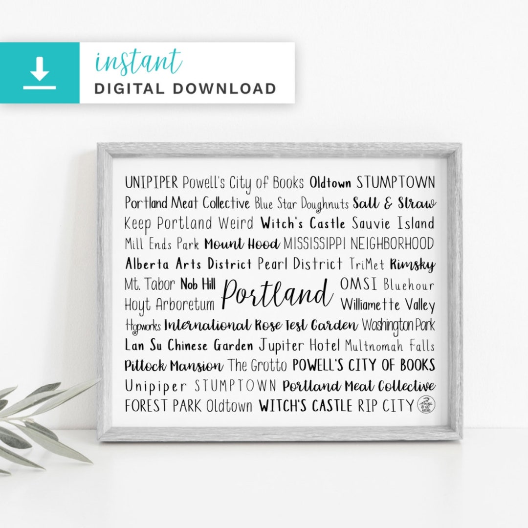 Portland OR Digital Download Digital Download Print - Etsy