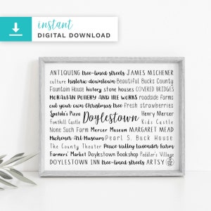 Doylestown, PA Digital Download | Doylestown, PA | Printable Art Print | Instant Download | Custom Print | Custom Gift | Bucks County Gift