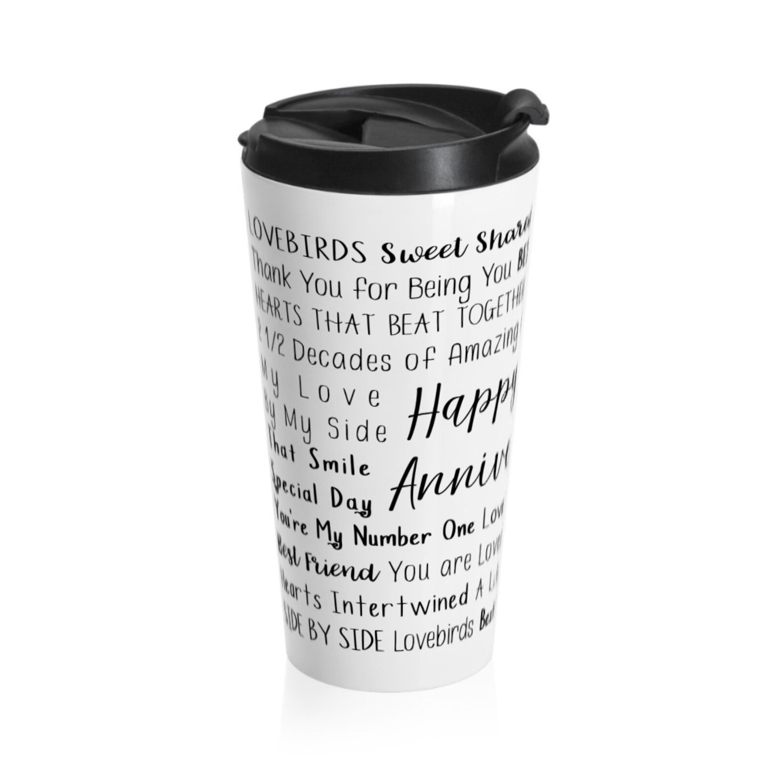 Personalized 25th Anniversary Travel Coffee Mug Unique Happy Etsy