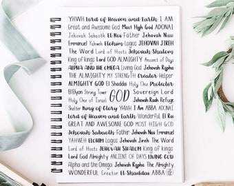 Names of God Spiral Notebook | Spiral Notebook | Personalized Notebook | Personalized Gift | Journal | Writing Gift | Christian Gift | Bible