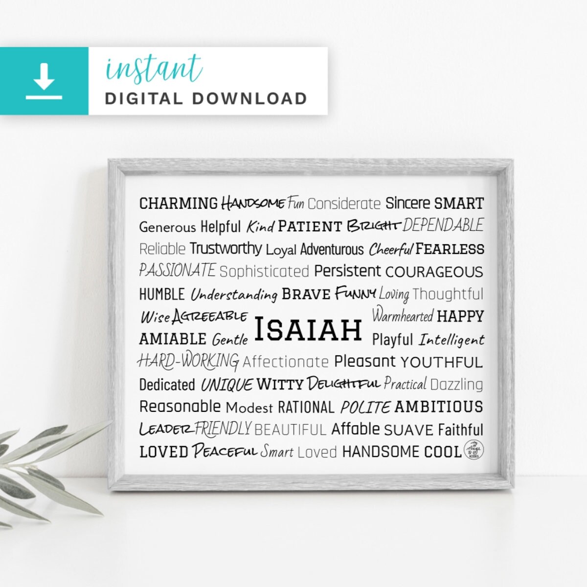 Isaiah Printable Download Art | Personalized Unique Isaiah Gift | Custom Names Gift | Custom Name Gift | Custom Family Gift