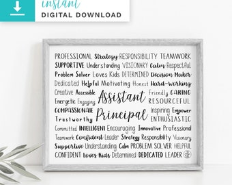 Personalized Assistant Principal Printable Download Art | Unique Assistant Principal Gift | Custom New Job Gift gift