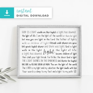 Light Scriptures Digital Download | Light Scriptures | Printable Art Print | Instant Download | Custom Print | Custom Gift | Bible Gift