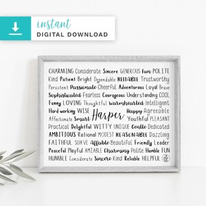 Harper Printable Download Kunst | Personalisiertes Unikat Harper Geschenk | Benutzerdefinierte Namen Geschenk | Personalisiertes Namensgeschenk | Personalisiertes Familiengeschenk