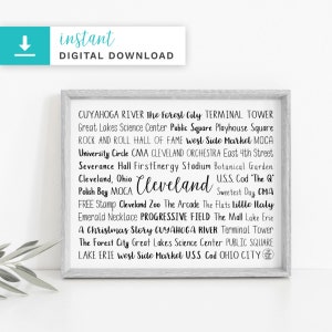 Personalized Cleveland OH Printable Download Art | Unique Cleveland Gift | Custom Realtor Closing Gift gift | Custom Gift For Her gift