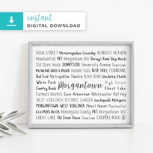 Personalized Morgantown WV Printable Download Art | Unique Morgantown Gift | Custom Realtor Closing Gift gift | By My Mugs And Kisses