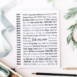 Librarian Spiral Notebook Journal with Pocket | Personalized Unique Librarian Gift | Custom New Job Gift | Custom Corporate Gift