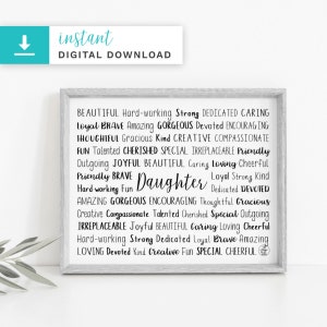 Personalized Daughter Printable Download Art | Unique Daughter Gift | Custom Family gift | Custom Boyfriend Gift gift