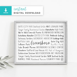 Greensboro, NC Digital Download | Digital Download Print | Printable Art Print | Instant Download | Home Decor | Custom Print | Custom Gift