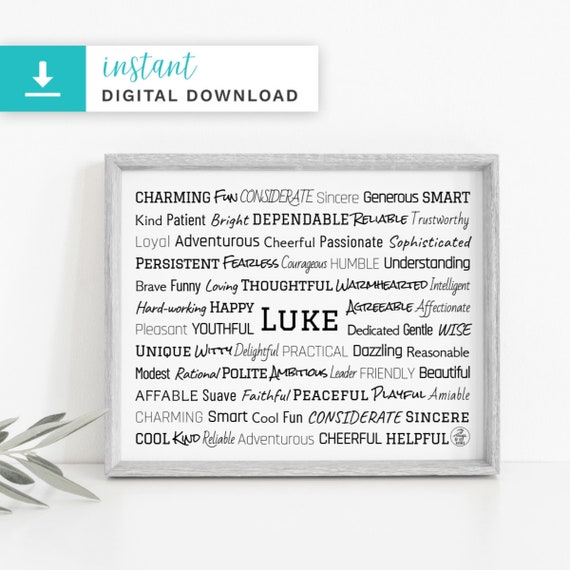 Luke Printable Download Art Personalized Unique Luke Gift | Etsy