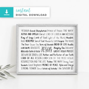 Names of Jesus Digital Download | Digital Download Print | Printable Art Print | Instant Download | Home Decor | Custom Print | Custom Gift