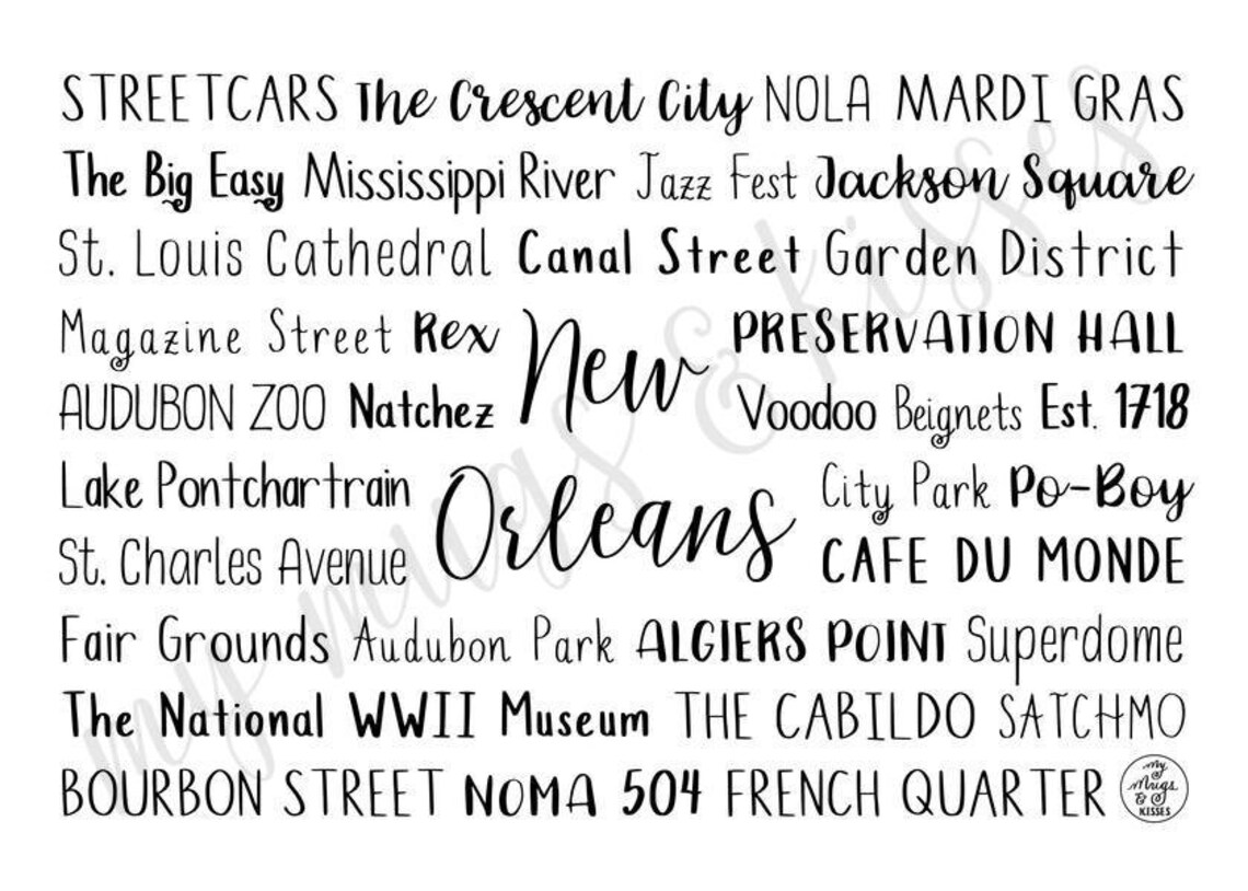 Personalized New Orleans LA Printable Download Art Unique Etsy
