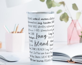 Long Island, NY Tumbler | Custom Tumbler | Custom Mug | Personalized Mug | Personalized Gift | Insulated | Stainless Steel | New York Gift