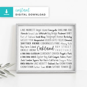 Oakland, CA Digital Download | Printable Art Print | Instant Download | Home Decor | Custom Print | Custom Gift | Oakland, CA