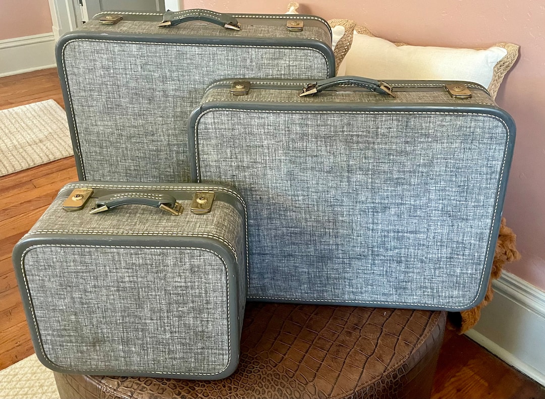 Vintage American Tourister 3 Piece Luggage Set Gray & Pink Etsy