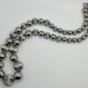 1950s Silver Plated Graduated Bead Necklace 25 Marked Korea Strung