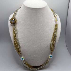 Collana di perline vintage anni '60 GIAPPONE - Raro ritrovamento - Collana AB Crystal Station - Collana di perline di vetro multifilo - Chiusura con perline fantasia