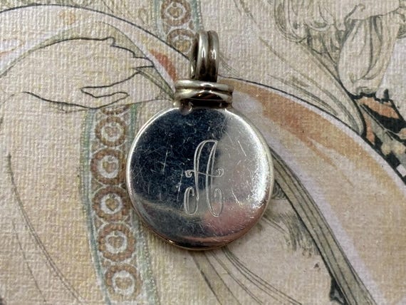 Vintage Solid Sterling Silver Initial “A” Round P… - image 7