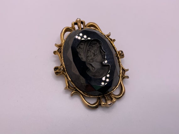 Vintage 1950s Glass Intaglio Cameo Brooch/Pendant… - image 8