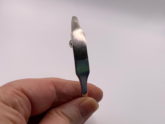 Vintage Solid Sterling Silver ID Cuff Bangle Brac… - image 3