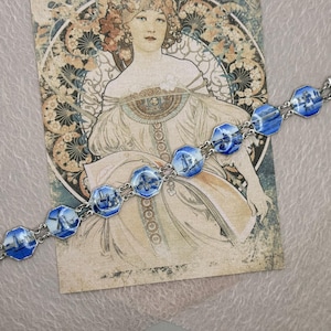 Vintage Enamel Delft Blue and White Dutch Bracelet - Souvenir Bracelet