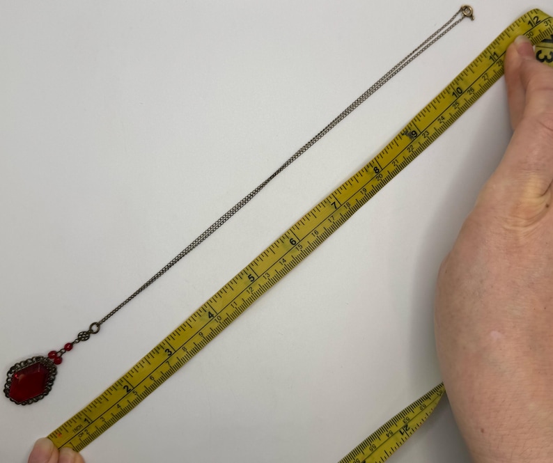 Vintage 1930s Art Deco Red Glass Pendant Necklace 18.5 Inches Long Etsy