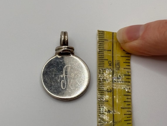 Vintage Solid Sterling Silver Initial “A” Round P… - image 2