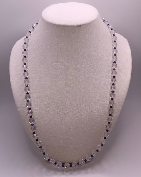 Vintage Upcycled 1950s Crystal and Amethyst Neckl… - image 4
