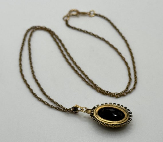 Vintage 1940s Gold Filled Pendant Necklace - Oval… - image 5