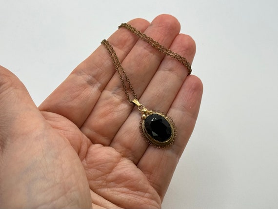 Vintage 1940s Gold Filled Pendant Necklace - Oval… - image 3
