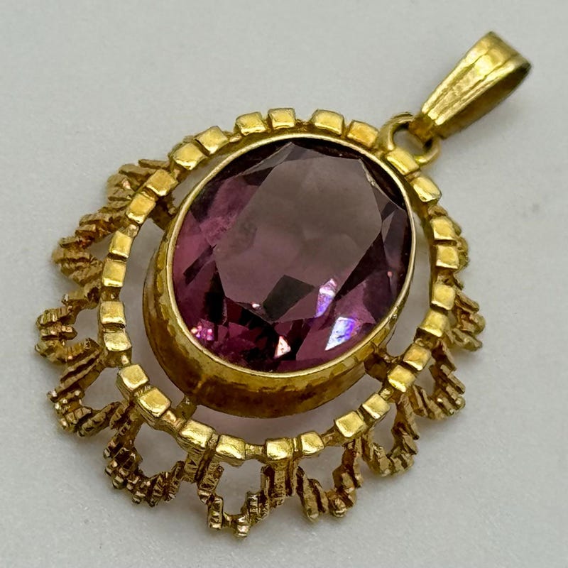 Collier & Pendentif Vintage Amerik K&L – Style Années 80 – Doré Et Verre