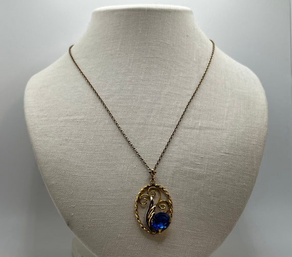 Vintage CELLINI CRAFT Necklace 1950s Gold Filled Blue Stone Pendant and Chain Etsy Canada