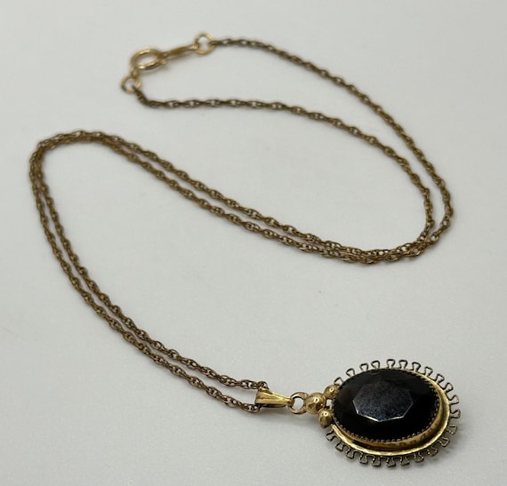 Vintage 1940s Gold Filled Pendant Necklace - Oval… - image 1